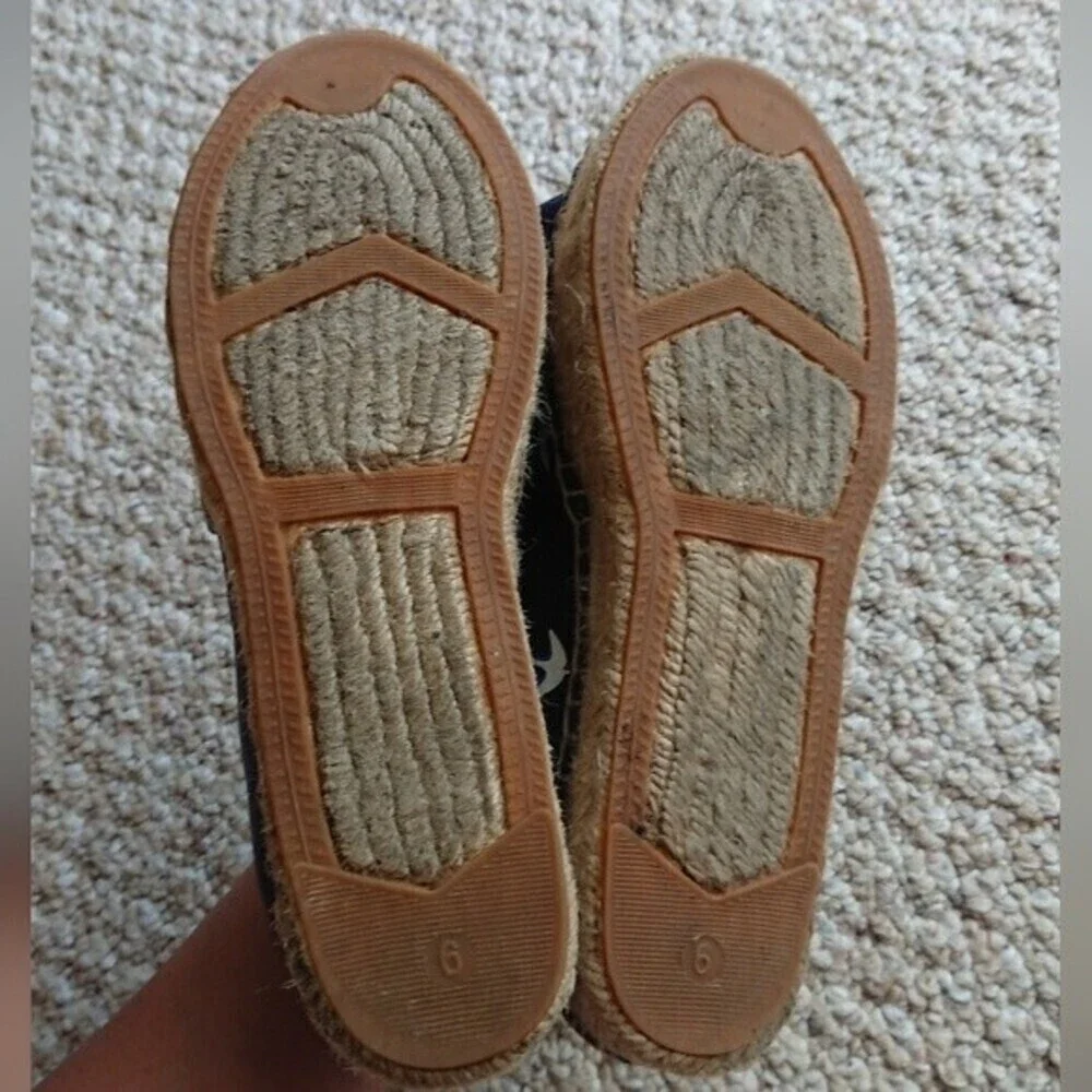 Kate Spade Navy Blue & White Bird Swallow Print Espadrilles Slip On size 6